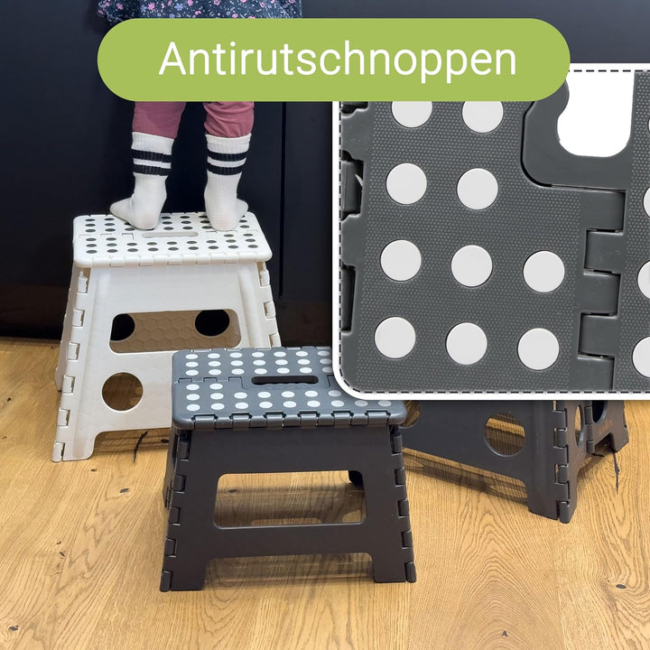 ZOLLNER Tritthocker faltbar - Klapphocker für Kinder und Erwachsene bis 120kg - Anti-Rutsch-Beschich