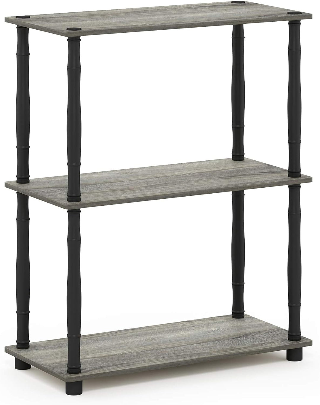 Furinno 3-Ebenen kompaktes Mehrzweck-Regal mit klassischem Rohr, holz, Französische Eiche Grau/Schwa