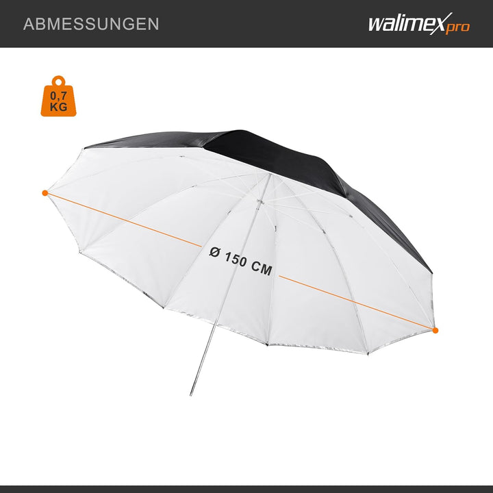 walimex pro 2in1 Reflex- Durchlichtschirm weiss 150 150cm Single, 150cm Single