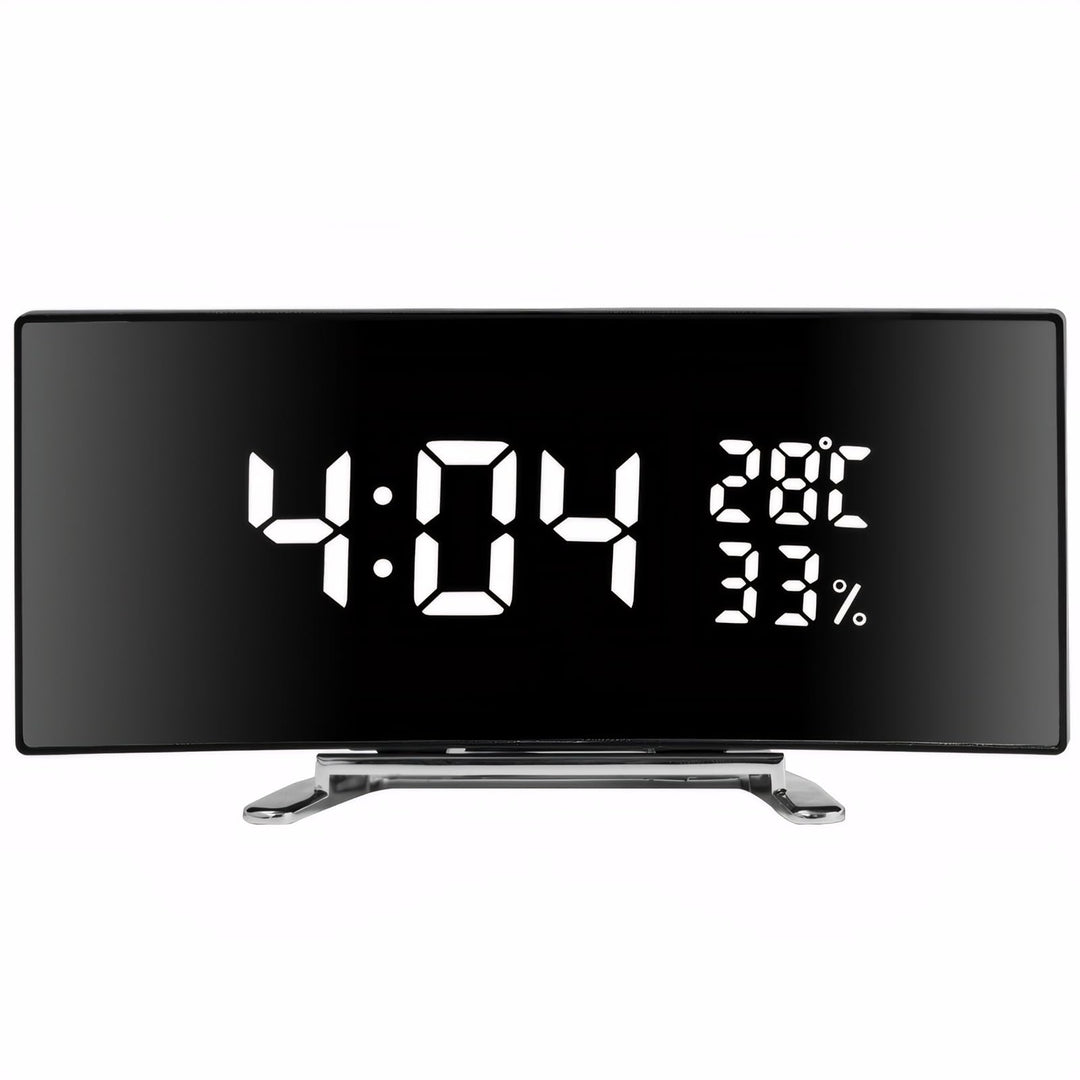 Lancoon Digitaler Wecker mit 6 Zoll gebogenem LED Bildschirm Temperatur Luftfeuchtigkeitsanzeige Sno