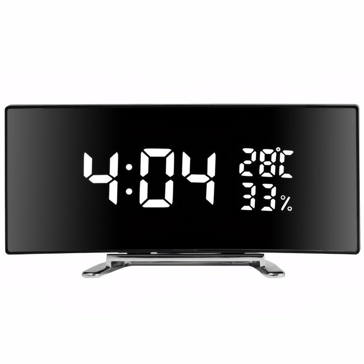 Lancoon Digitaler Wecker mit 6 Zoll gebogenem LED Bildschirm Temperatur Luftfeuchtigkeitsanzeige Sno