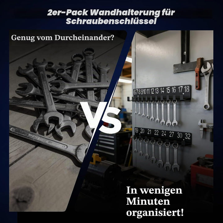 2x Werkzeughalter, Schraubenschlüssel Werkzeugwand mit 21 Haken, Werkzeughalter Wand für 6-32mm Gabe