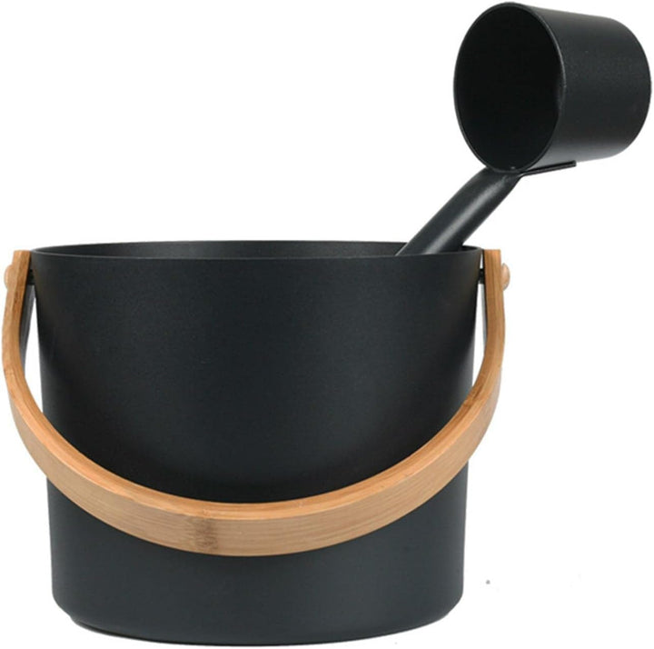 Fiacvrs Saunakübel,Saunakübel Set,2-teilig 7L Aluminium Saunakübel Saunakelle Mit Langem Griff Löffe