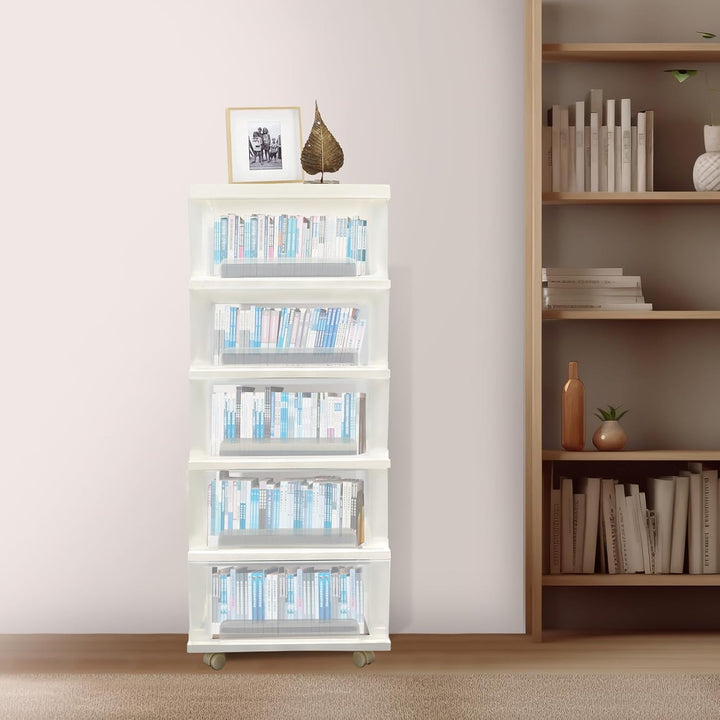 Schubladenbox aus Kunststoff mit 5 Schubladen und Rollen Rollcontainer Bürocontainer rollbar für Sch