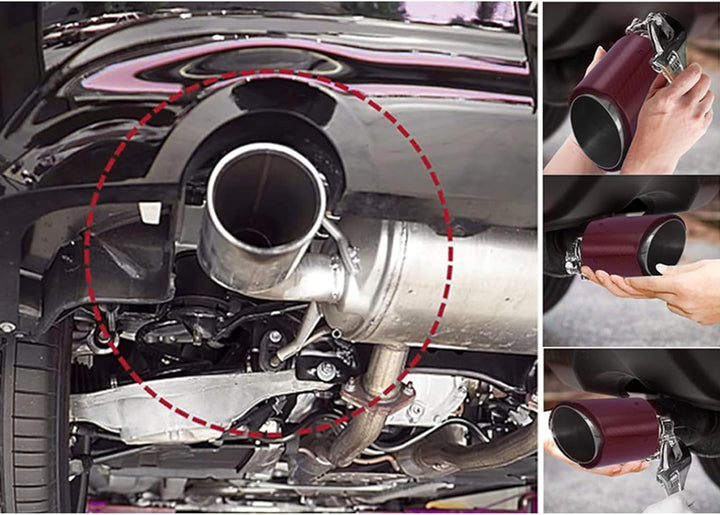 Krtopo 63mm Auspuffspitzen Auspuff Edelstahl und Glänzende Kohlefaser Auto Auspuff Endrohr, Einlass