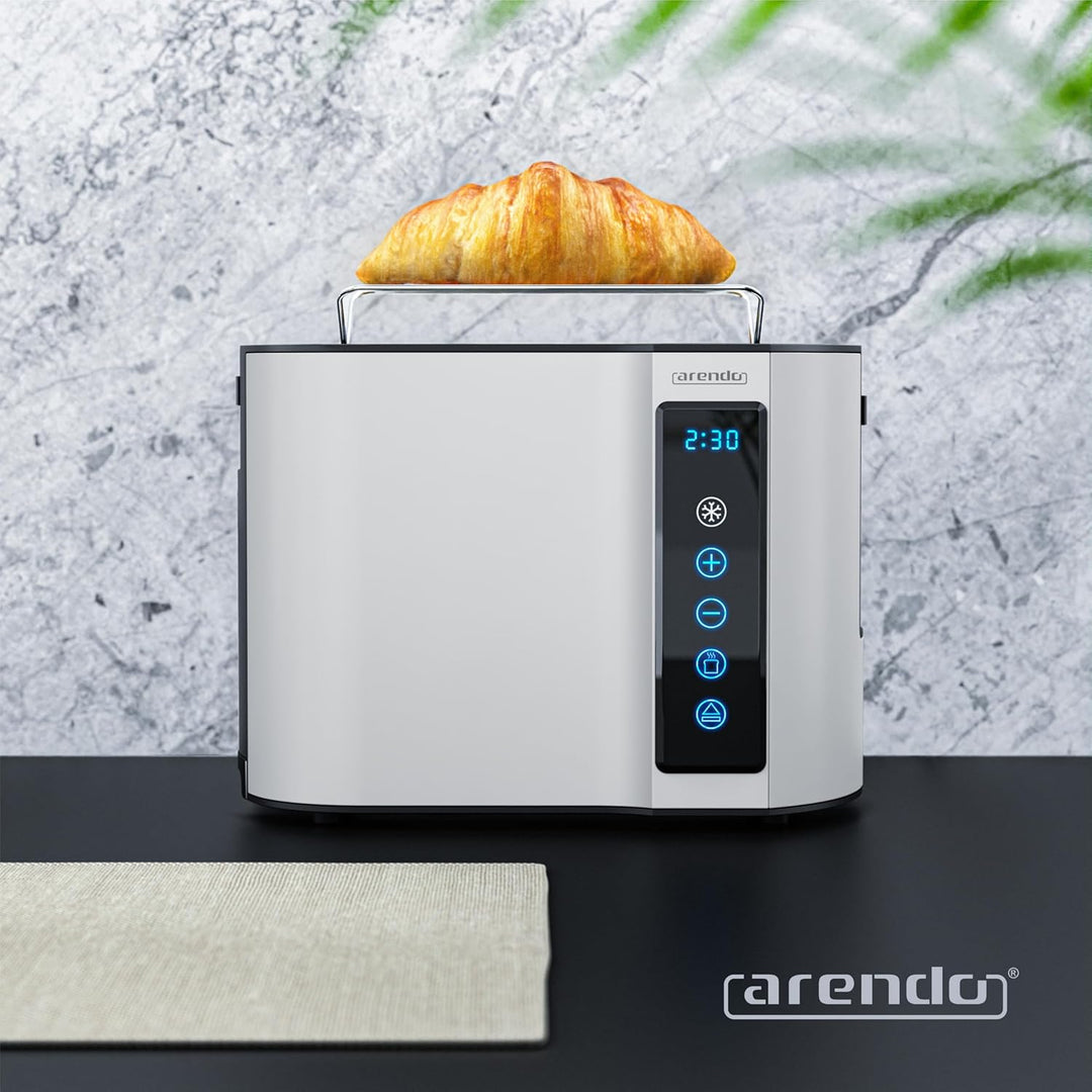 Arendo - Touch Toaster 2 Scheiben Edelstahl - Touchpanel - digital Display Restzeitanzeige - 800 W –