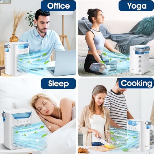 Bewinner Klimaanlage Mobil - Tragbares Klimagerät &amp; Luftkühler Luftbefeuchter &amp; Tischventilator 4-in