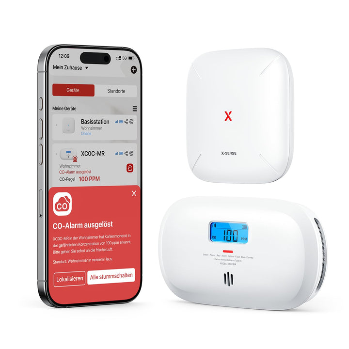 X-Sense Smart Kohlenmonoxid Melder, TÜV Rheinland Zertifiziert, mit Digitalanzeige, austauschbarer B