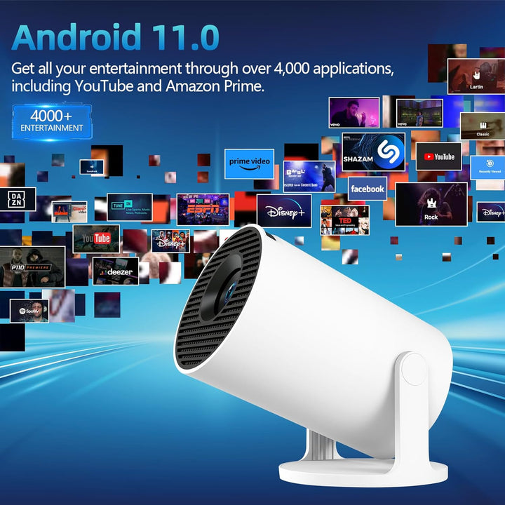 Mini projektor 4k Beamer Heimkino Videoprojektor 170 ANSI Lumen Tragbarer Projektor Wifi6/BT5.0 180°