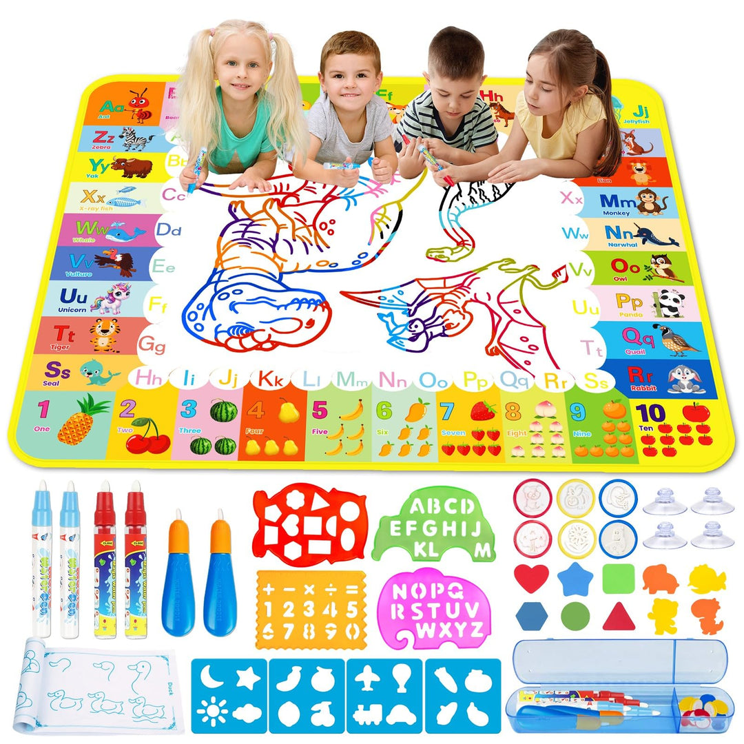 Aqua Wasser Doodle Matte, 120×100cm Aqua Magic Doodle Matte mit Spielzeug Kinderspielzeug ab 1 2 3 J