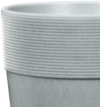 Scheurich Groove+ 40, Pflanzgefäss/Pflanzkübel, rund, Farbe: Concrete, hergestellt mit recyceltem Ku