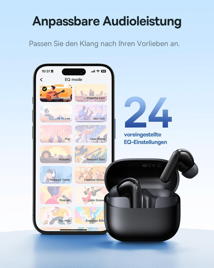 Baseus EP10 NC In Ear Kopfhörer Bluetooth Noise Cancelling, Bluetooth Kopfhörer mit -43 dB ANC, Adap