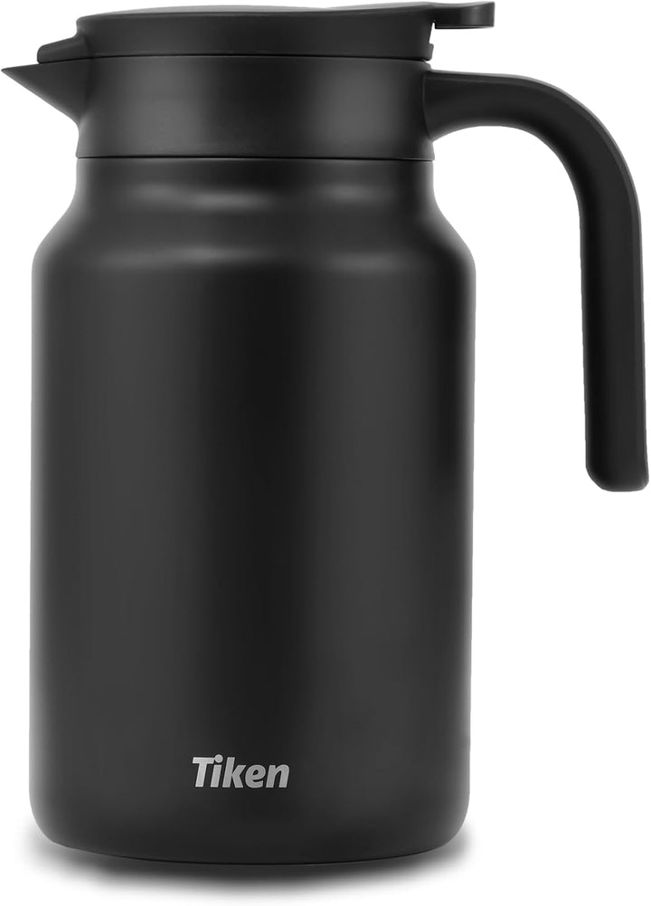 Tiken 1.5L Thermoskanne aus Doppelwandingem Edelstahl Isolierkanne Kaffeekanne mit Quick Tip Verschl
