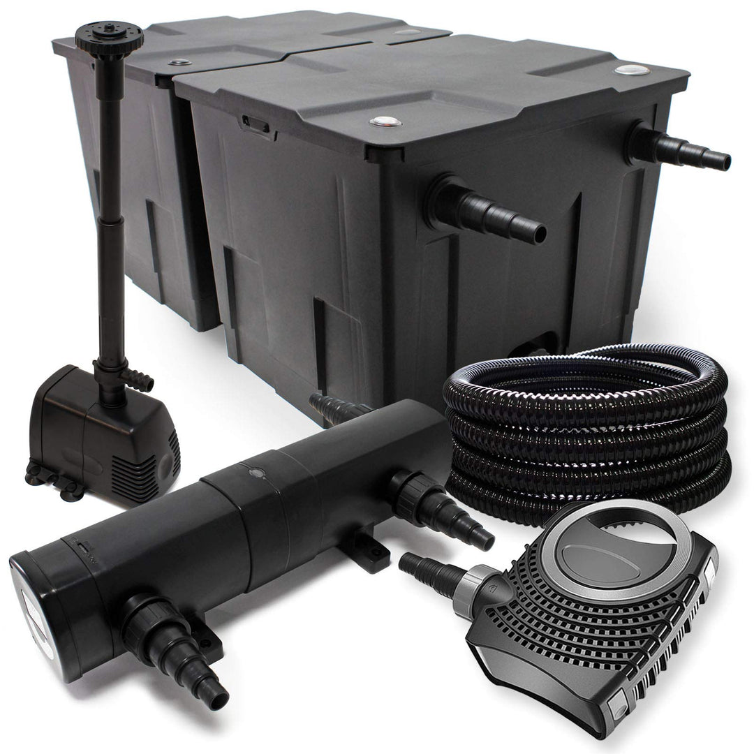 Wiltec Komplettset: CBF-350B Teichfilter bis 60000 L Teichfilteranlage, NEO10000 Teichpumpe 10000l/h