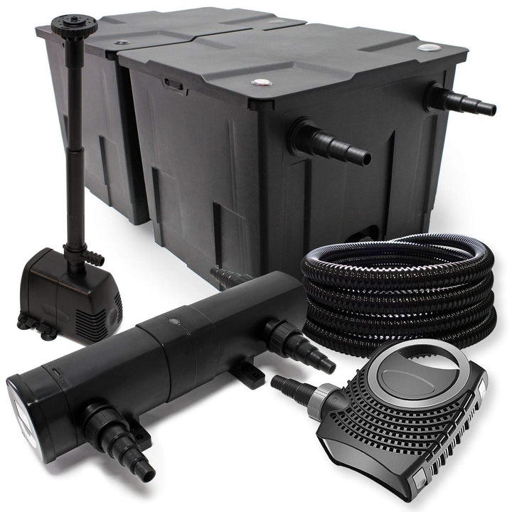 Wiltec Komplettset: CBF-350B Teichfilter bis 60000 L Teichfilteranlage, NEO10000 Teichpumpe 10000l/h