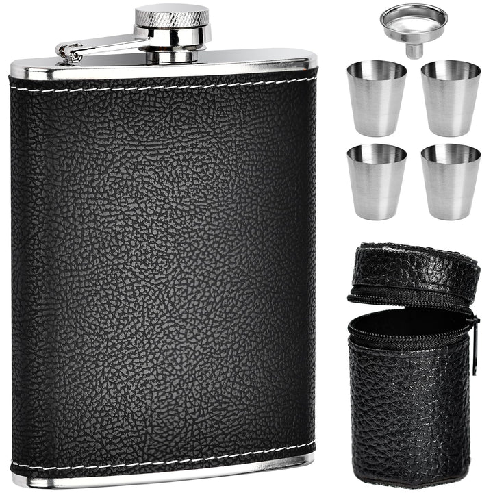 Edelstahl Flachmann 8oz/227ml Flachmann Set Flachmann Leder Flachmann Klein mit Trichter für Spiritu