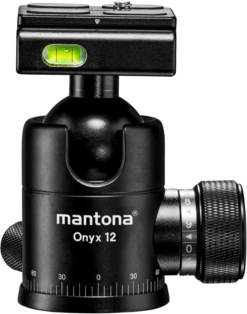 Mantona Onyx 12 Kugelkopf (M1-3612A) Arca-Swiss kompatible Schnellwechselplatte 50 mm, professionell