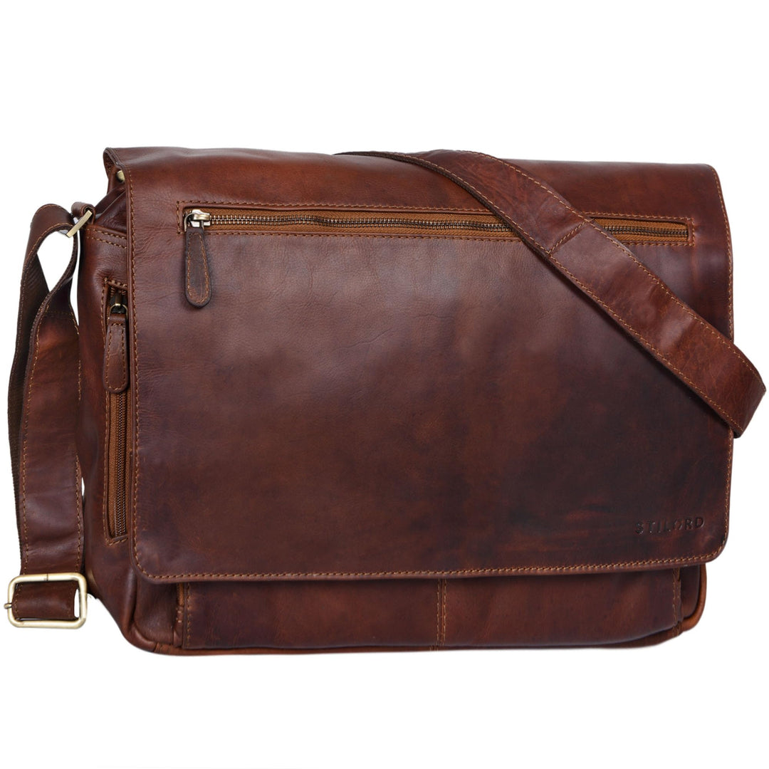 STILORD 'Jan' 15,6 Zoll Laptoptasche Leder Herren Damen Umhängetasche Unitasche Aktentasche Freizeit