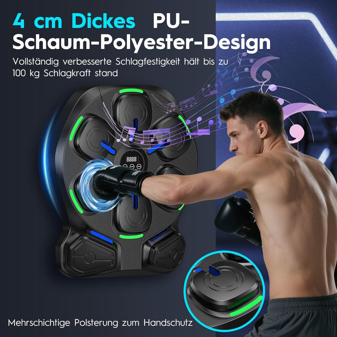 RevFit Music Boxing Machine mit LED-Lichtern, Bluetooth, 9 Geschwindigkeitsmodi & Zählmodus, Elektro