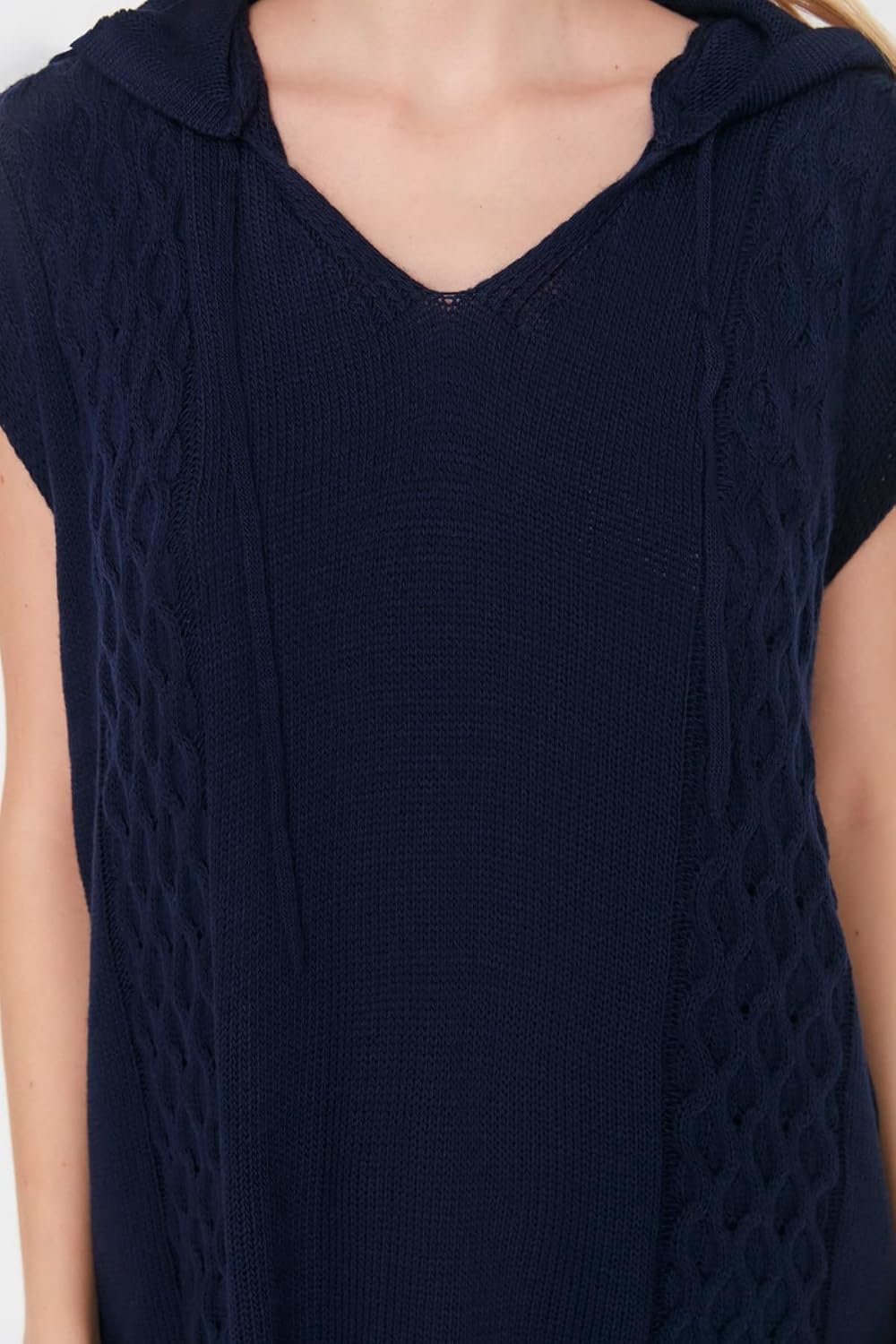 TRENDYOL Damen V-Ausschnitt Unifarben Regular Strickweste Sweater S Navy Blue, S Navy Blue