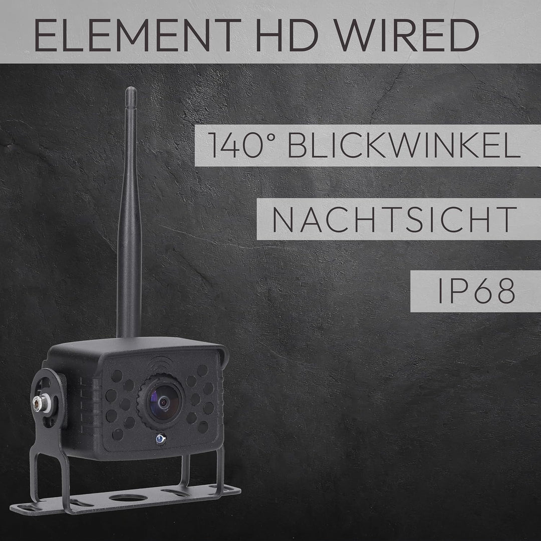 VSG24 7“ Element Wired HD Funk Rückfahrsystem für Wohnmobil & LKW, KFZ Set Rückfahrkamera kabellos +