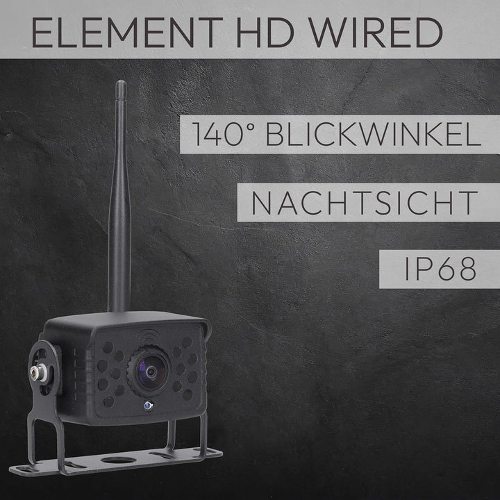 VSG24 Element Wired HD – Wetterfestes 7 Zoll HD Funk-Rückfahrkamera Set – 2 IP68 Kameras – Splitscre
