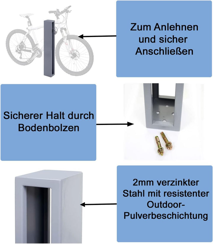 Mendler Fahrradbügel HWC-J80, Fahrradständer Anlehnbügel, verzinkter Stahl Outdoor-pulverbeschichtet