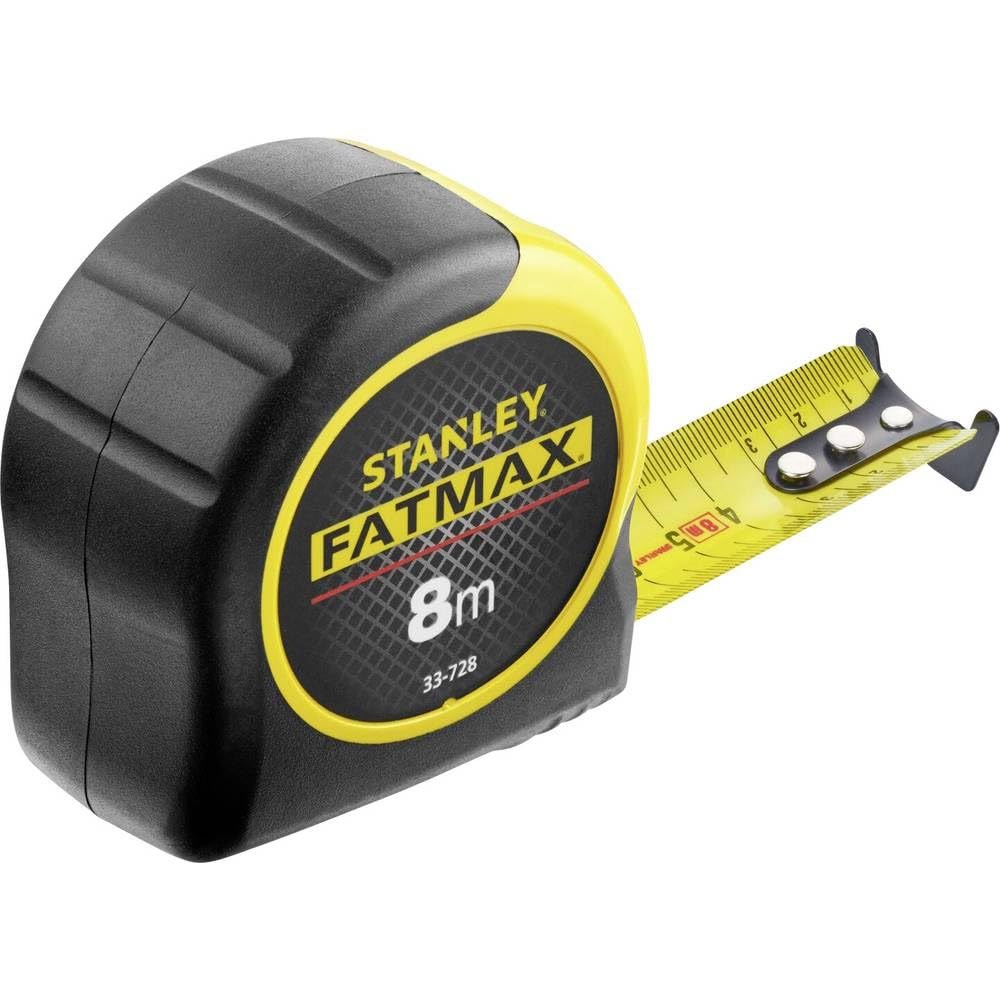 Stanley FatMax Bandmass Blade Armor (8 m Länge, Feststeller, automatischer Rücklauf, Gürtelclip, Dyn