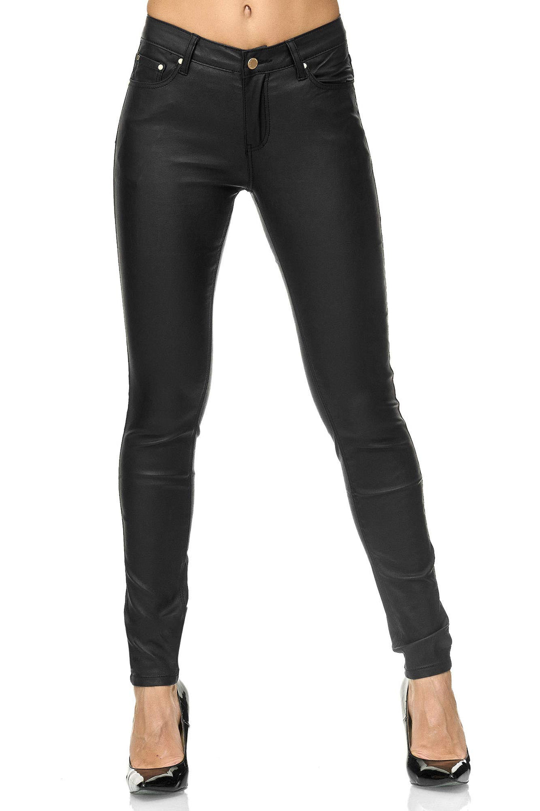 Elara Damen Hose Kunstleder Push Up Effekt Chunkyrayan 32 Slim Schwarz Fällt Eine Nummer Kleiner aus