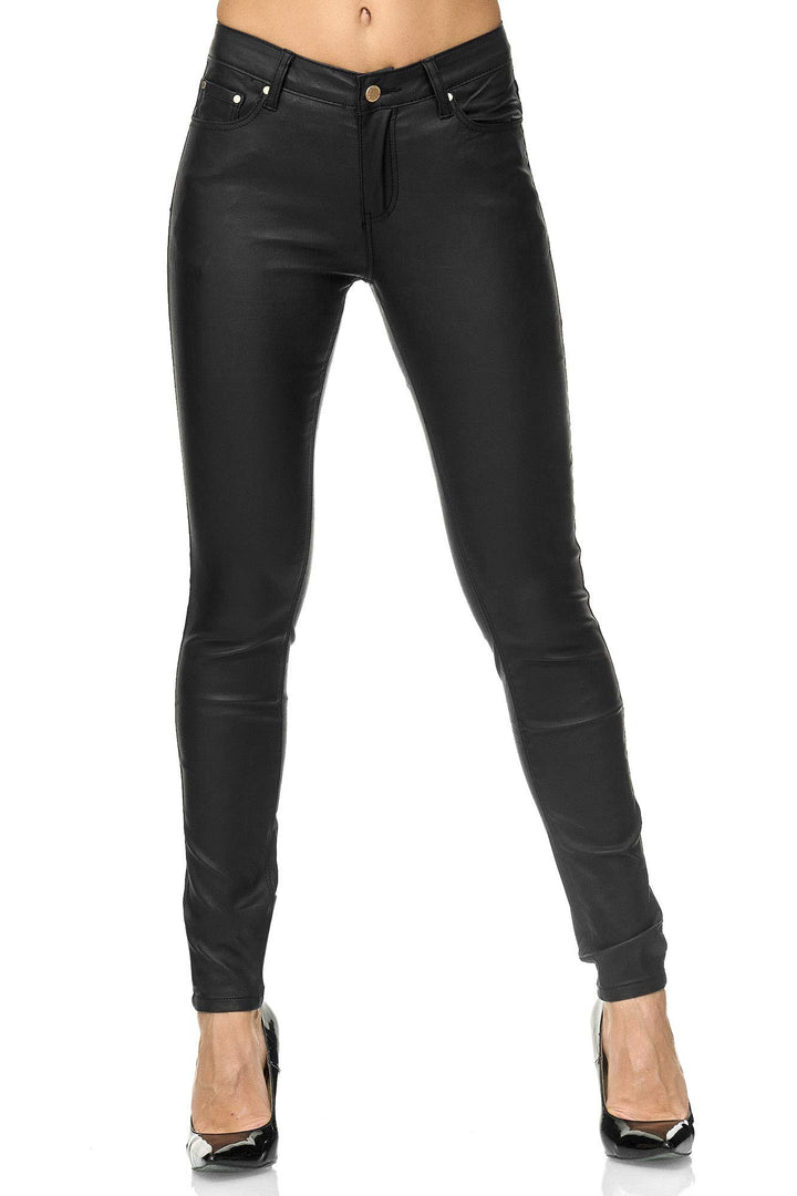 Elara Damen Hose Kunstleder Push Up Effekt Chunkyrayan 32 Slim Schwarz Fällt Eine Nummer Kleiner aus