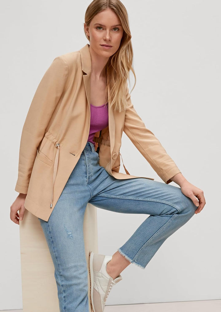 comma Blazerjacke mit Tunnelzug 44 8315 Hellbraun, 44 8315 Hellbraun