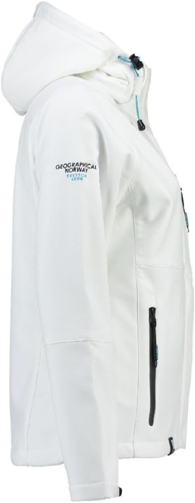 Geographical Norway Damen Softshell Jacke mit Kapuze Outdoor, L Weiß