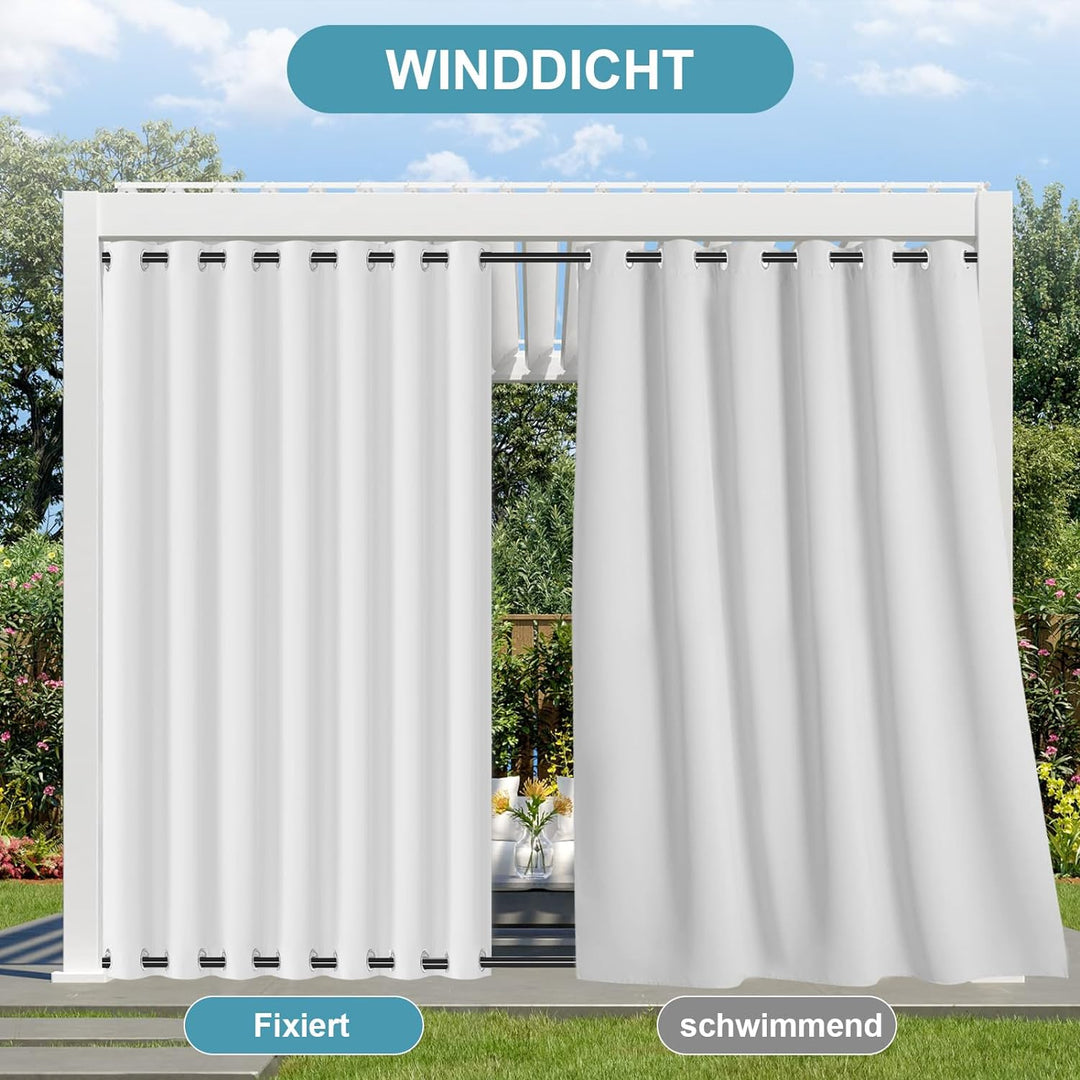 Lapalife Outdoor Vorhang Wasserdichter extra breit Oben und unten mit Ösen,B254XH274cm Wetterfest Ou