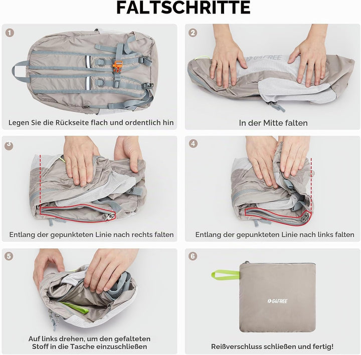 G4Free Faltbarer Leichter Rucksack 25L Unisex Tagesrucksack Kleiner Reiserucksack Wanderrucksack Tre