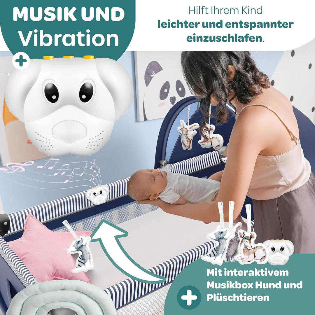 Kidiz® Babybett Reisebett Kinderreisebett klappbar mit Matratze & Räder 120x60, Seiteneingang, Wicke