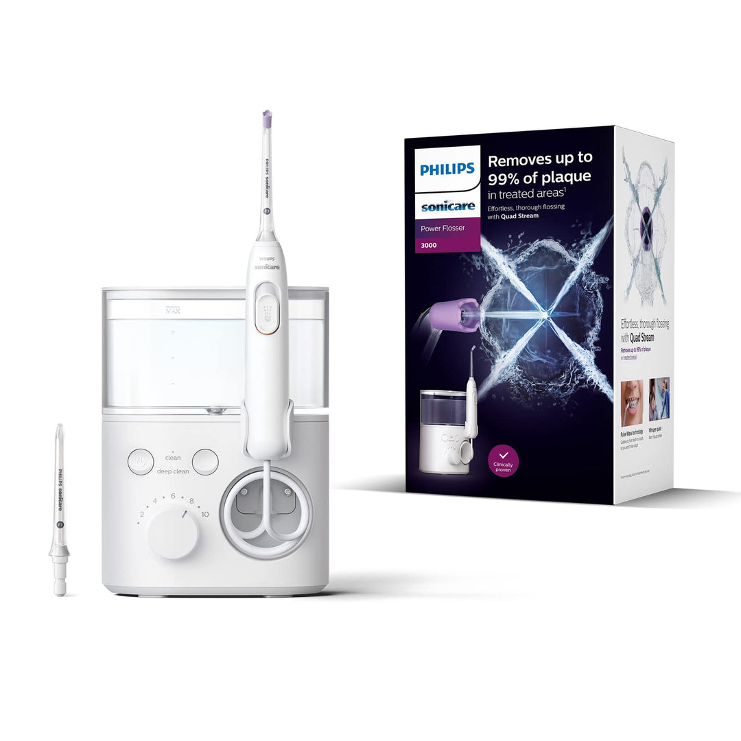 Philips Sonicare Power Flosser 3000, Munddusche mit Quad Stream Technologie, weiss (Modell HX3711/20