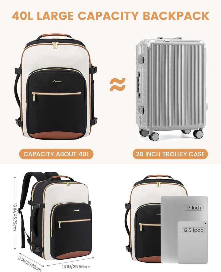 LOVEVOOK Handgepäck Rucksack Flugzeug, Reiserucksack Damen Gross 40L Herren Wasserdicht, Laptop Back
