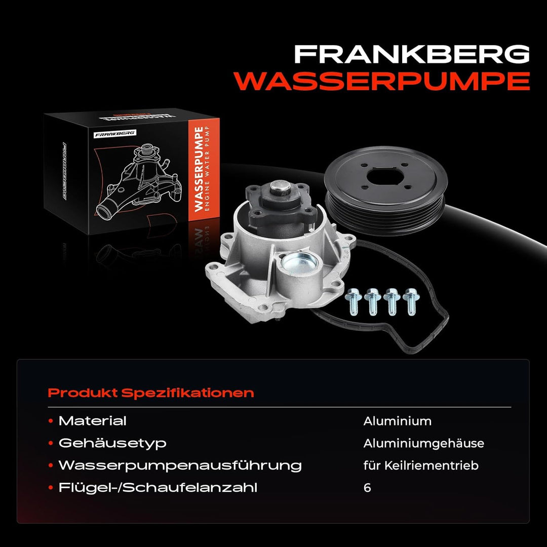 Frankberg Wasserpumpe Kompatibel mit Astra J 1.6L 2012-2015 Cascada W13 1.6L 2013-2018 Insignia A G0