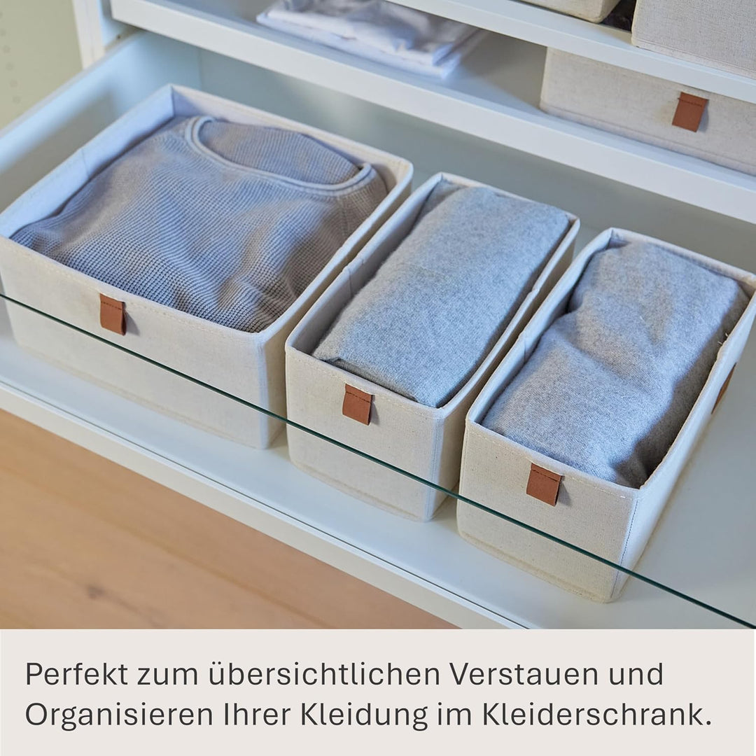 LOVE IT STORE IT - Premium - 3er Set Schrank Organizer aus Leinen - Schubladen Organizer für Kleider