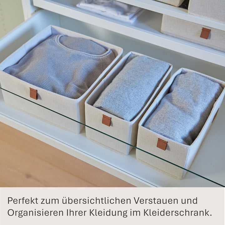 LOVE IT STORE IT - Premium - 3er Set Schrank Organizer aus Leinen - Schubladen Organizer für Kleider