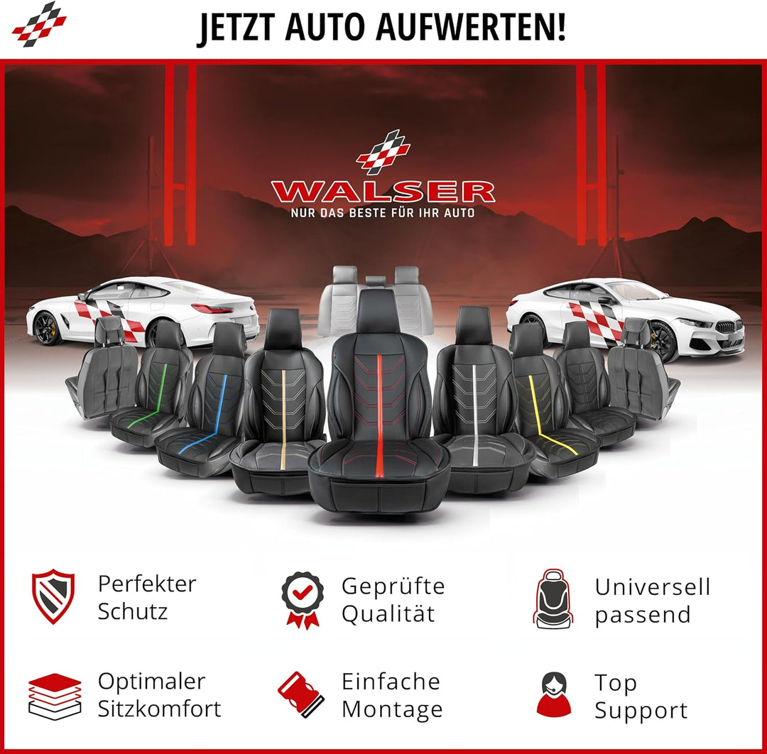 Walser Premium Sitzauflage Auto Kimi, Sitzschoner Auto schwarz/blau, Vergleichssieger* Auto Sitzaufl