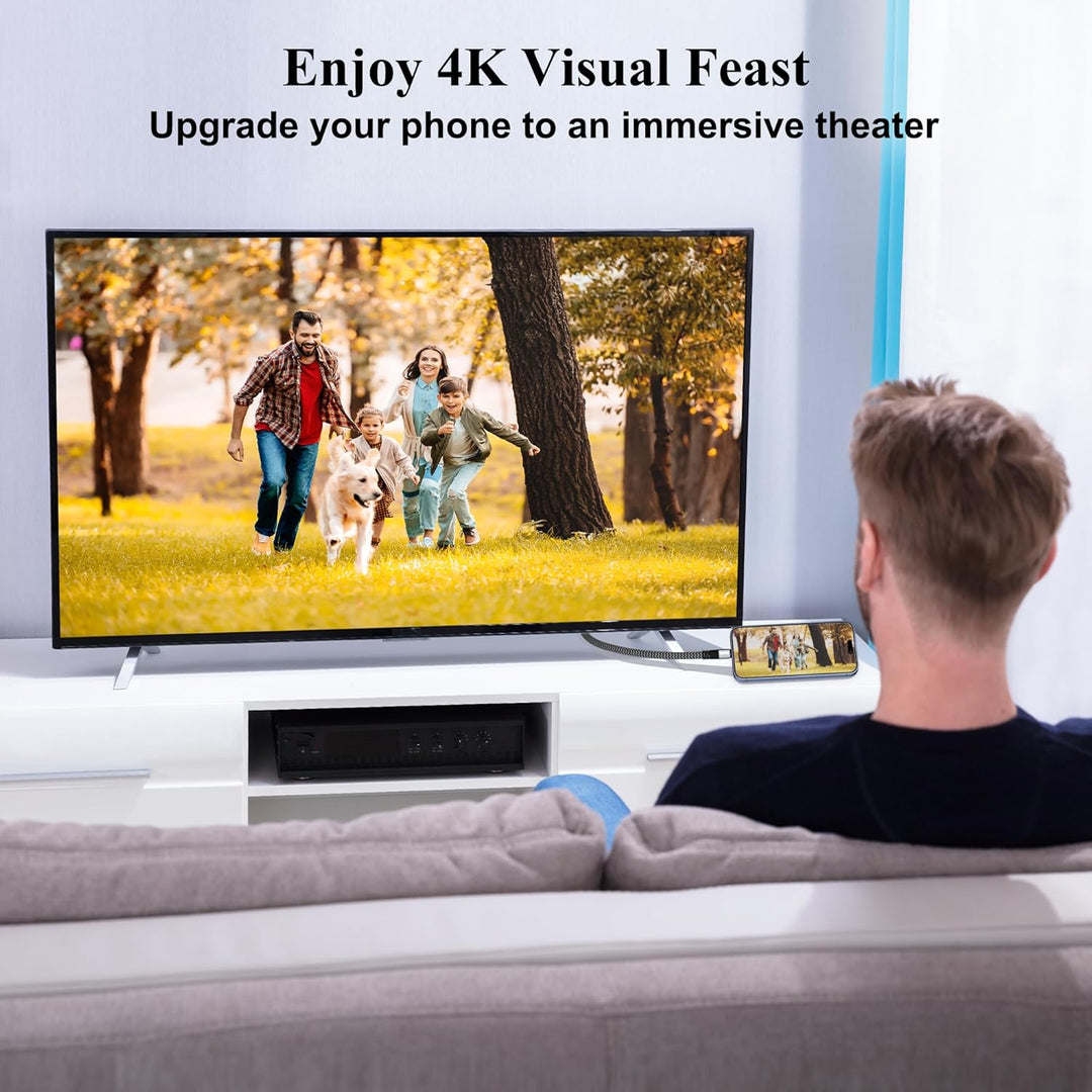 USB C auf HDMI Kabel 7.5 M,Typ-C auf HDMI 4K UHD(Thunderbolt 4/3 kompatibel),mit 90-Grad und 270-Gra