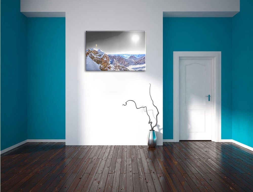 Pixxprint Zugspitze im Sonnenlicht als Leinwandbild/Grösse: 100x70 cm/Wandbild/Kunstdruck/fertig bes