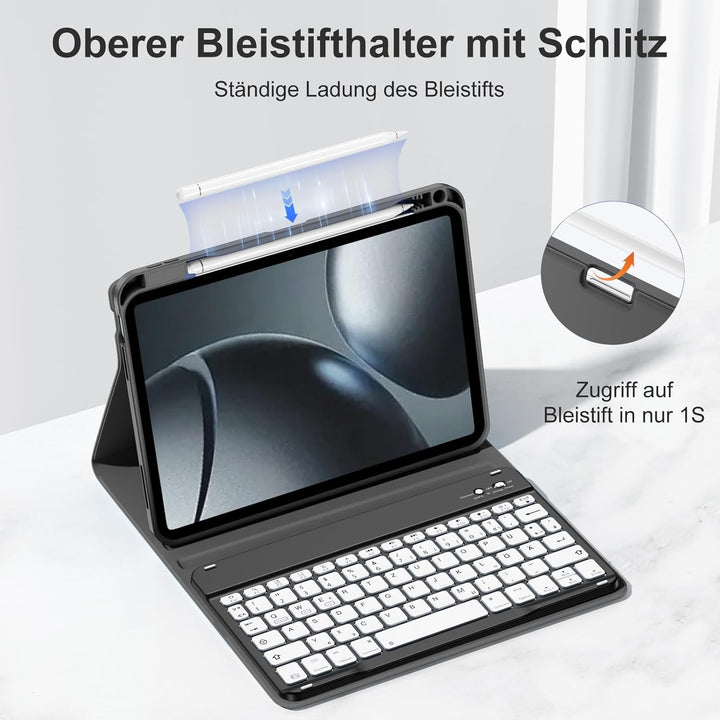 Hülle mit Tastatur für iPad A16 11 Generation 2025/10 Generation 2022(11/10.9 Zoll), Magnetische Ant