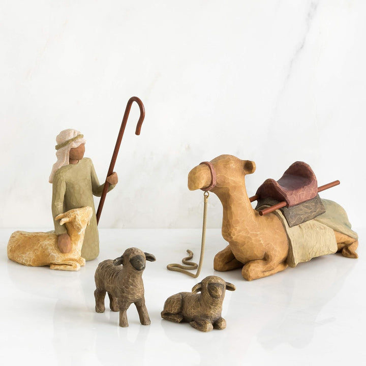 Willow Tree 26105 Figur Schäfer und Stalltiere, Braun