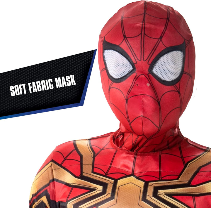 Marvel Jungen Deluxe Iron Spider Man Kostüm, Kinder Spiderman integrierter Anzug für Kinder Grösse M