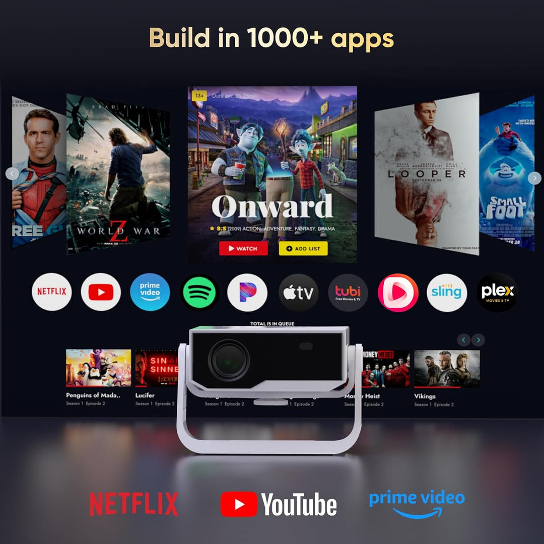 Smart Projector Eingebaute Apps, 2025 Neuer Wielio Projektor (GC06C-QZZLJ) Standard Marineblau, Stan