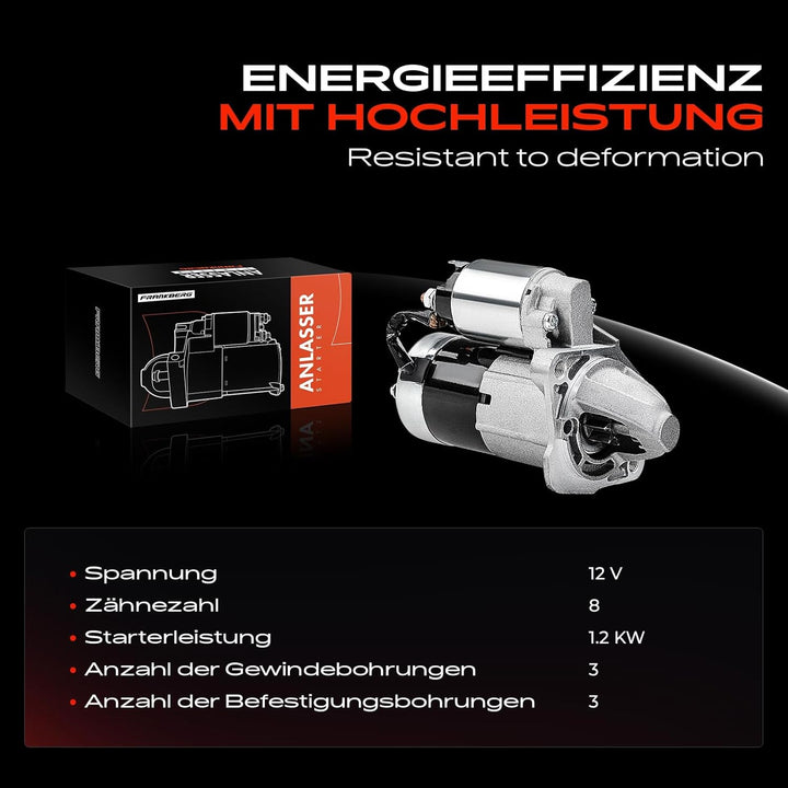Frankberg Anlasser Starter Kompatibel mit 3 BK 1.4L 1.6L 2003-2008 3 Stufenheck BK 1.6L 2004-2008 Re