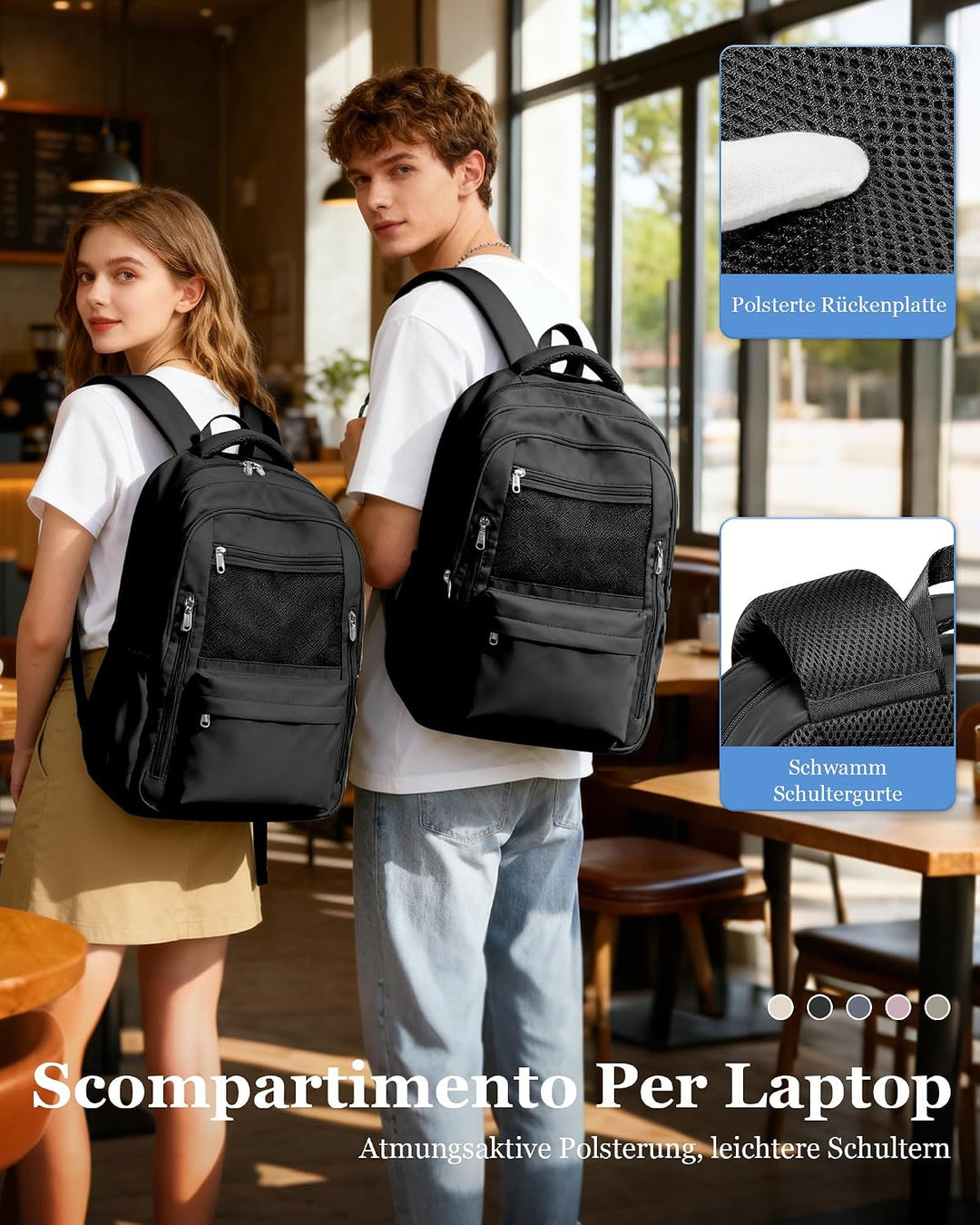 Rucksack Schule Herren Damen, Leichter Schulrucksack Teenager, Aesthetic School Bag für Jungen Mädch