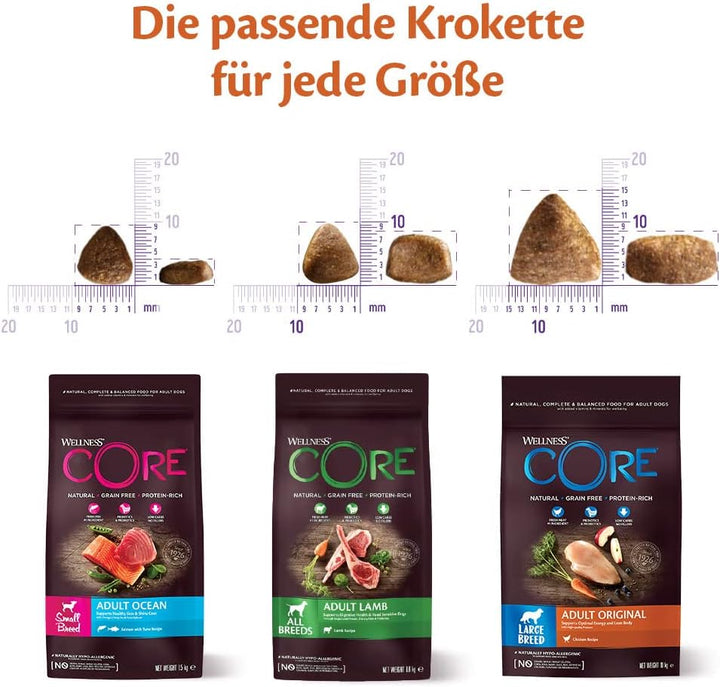 Wellness CORE Adult Lamb, Hundefutter trocken für eine gesunde Verdauung, getreidefrei, mit hohem Fl